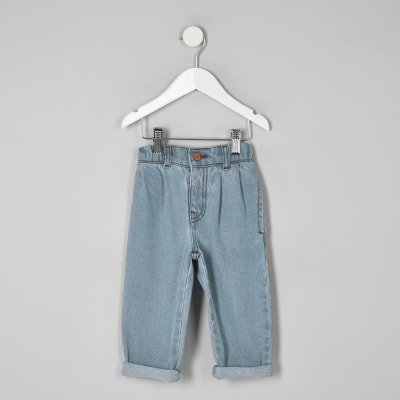 Mini girls blue mom fit jeans