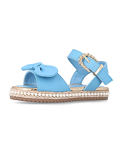 360 degree animation of product Mini Girls Blue Pearl Embellished Sandals frame-2