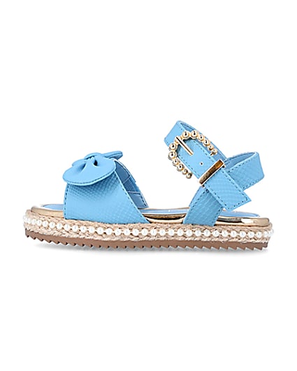 360 degree animation of product Mini Girls Blue Pearl Embellished Sandals frame-4