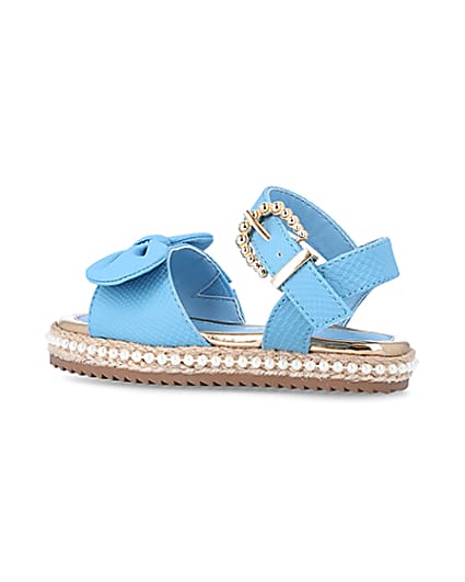 360 degree animation of product Mini Girls Blue Pearl Embellished Sandals frame-5