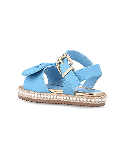 360 degree animation of product Mini Girls Blue Pearl Embellished Sandals frame-6