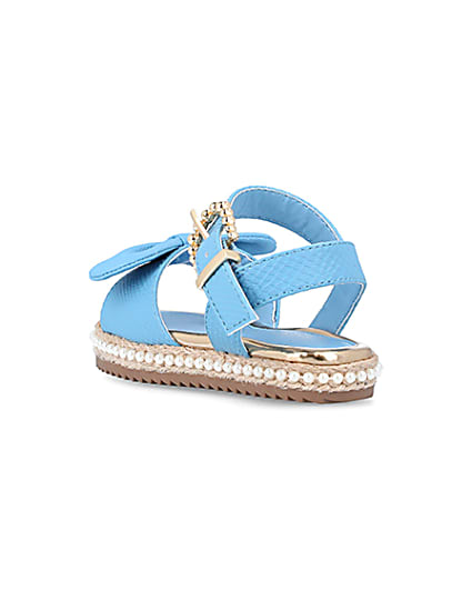 360 degree animation of product Mini Girls Blue Pearl Embellished Sandals frame-7