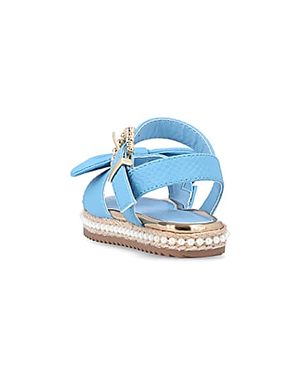 360 degree animation of product Mini Girls Blue Pearl Embellished Sandals frame-8