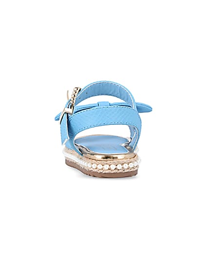 360 degree animation of product Mini Girls Blue Pearl Embellished Sandals frame-9