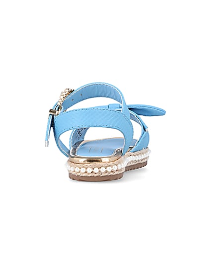 360 degree animation of product Mini Girls Blue Pearl Embellished Sandals frame-10