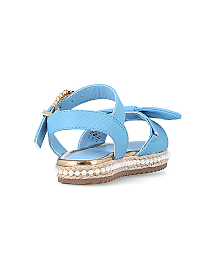 360 degree animation of product Mini Girls Blue Pearl Embellished Sandals frame-11
