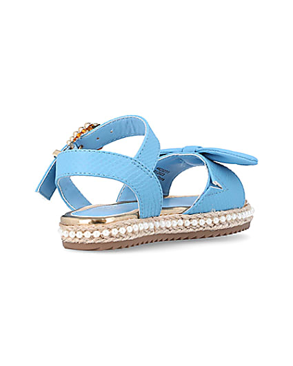 360 degree animation of product Mini Girls Blue Pearl Embellished Sandals frame-12