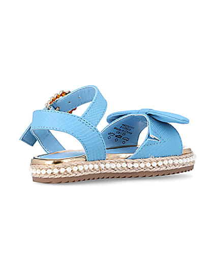 360 degree animation of product Mini Girls Blue Pearl Embellished Sandals frame-13