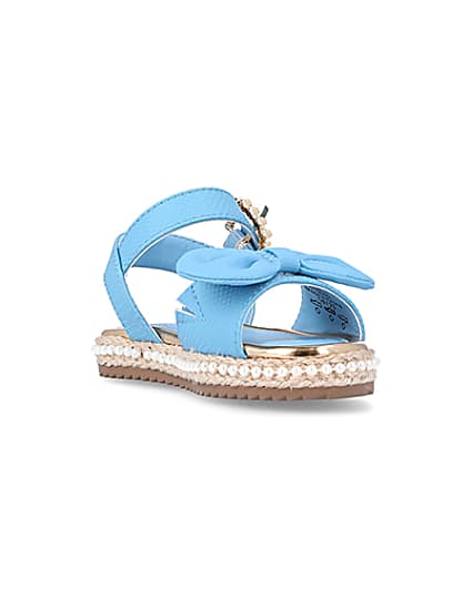360 degree animation of product Mini Girls Blue Pearl Embellished Sandals frame-19