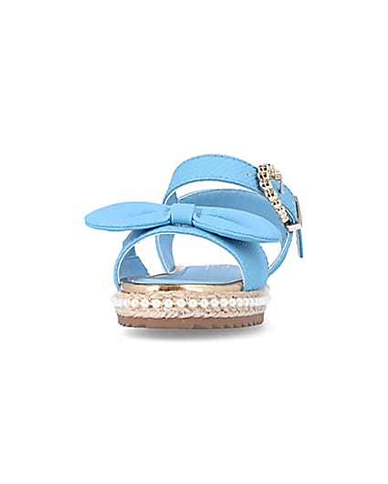 360 degree animation of product Mini Girls Blue Pearl Embellished Sandals frame-22