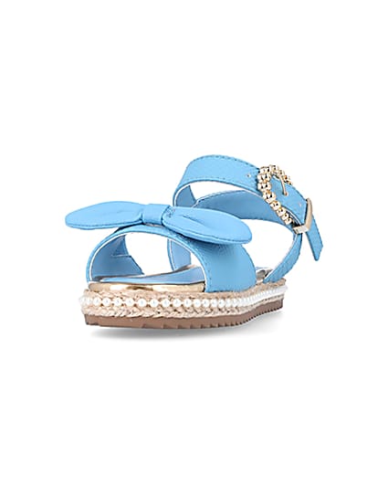 360 degree animation of product Mini Girls Blue Pearl Embellished Sandals frame-23