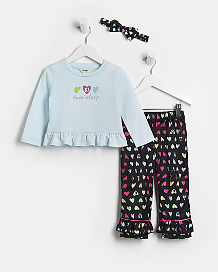 Mini girls blue RI heart pyjama set