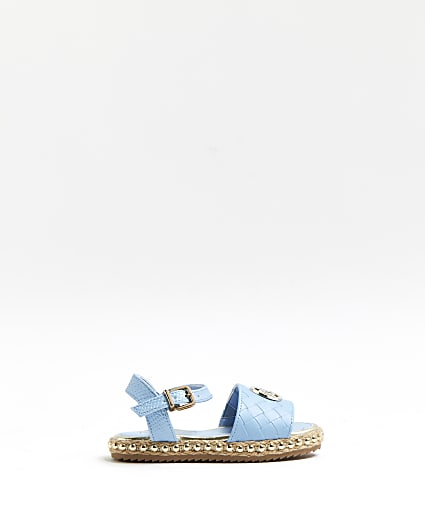 Mini girls blue RI studded espadrille sandals
