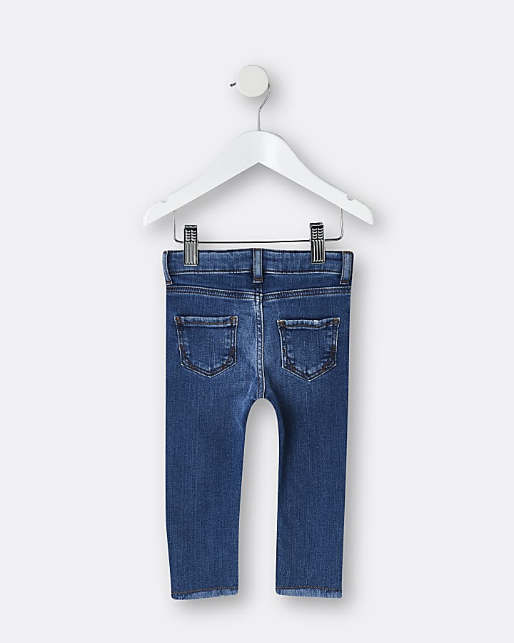 Mini girls blue rip slim fit jeans