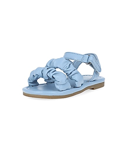 360 degree animation of product Mini girls blue ruched sandals frame-0