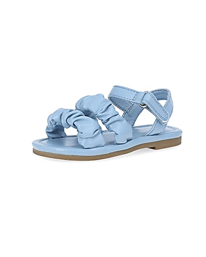 360 degree animation of product Mini girls blue ruched sandals frame-1