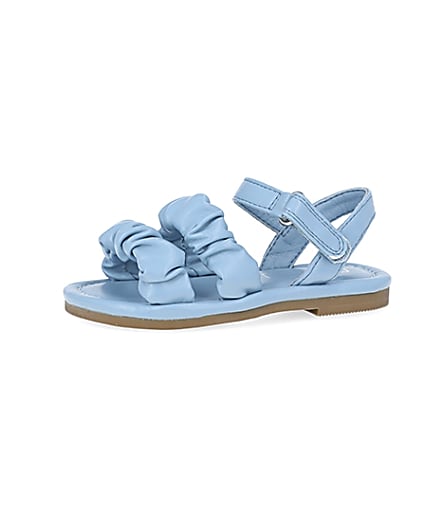 360 degree animation of product Mini girls blue ruched sandals frame-2