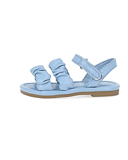 360 degree animation of product Mini girls blue ruched sandals frame-3