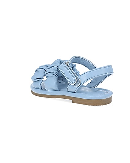 360 degree animation of product Mini girls blue ruched sandals frame-6