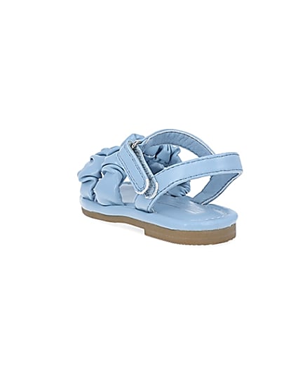 360 degree animation of product Mini girls blue ruched sandals frame-7