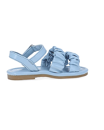 360 degree animation of product Mini girls blue ruched sandals frame-14