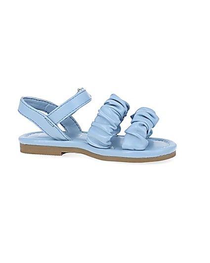 360 degree animation of product Mini girls blue ruched sandals frame-16