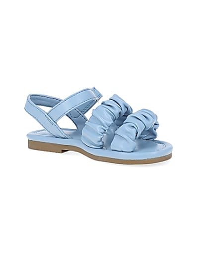 360 degree animation of product Mini girls blue ruched sandals frame-17