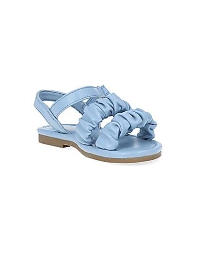 360 degree animation of product Mini girls blue ruched sandals frame-18