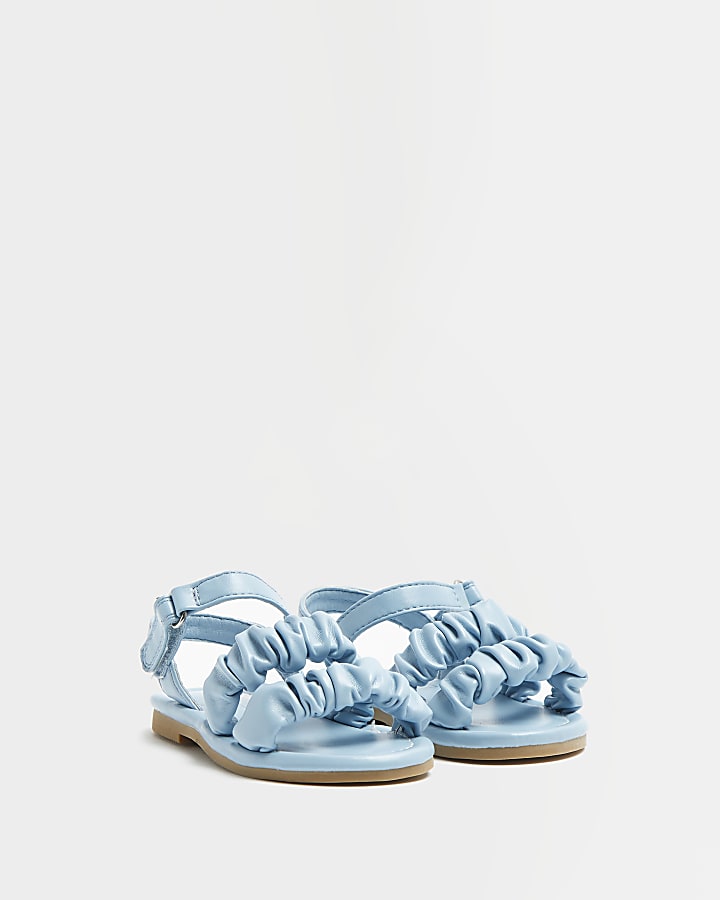 Mini girls blue ruched sandals