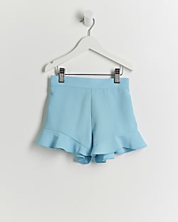 Mini girls blue ruffle shorts