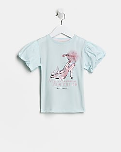 Mini girls Blue shoe graphic t-shirt