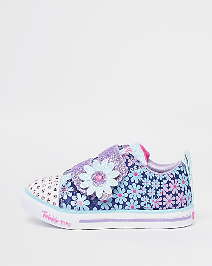 Mini girls blue Skechers floral glitter shoes