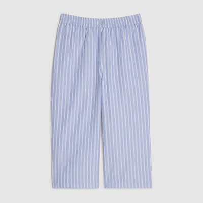 Mini Girls Blue Stripe Wide Leg Trousers