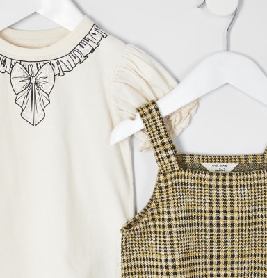 river island check pinafore