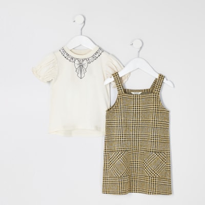 river island check pinafore