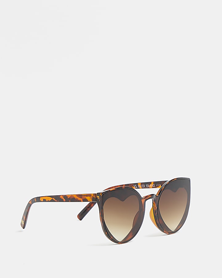 Mini girls brown heart lens sunglasses