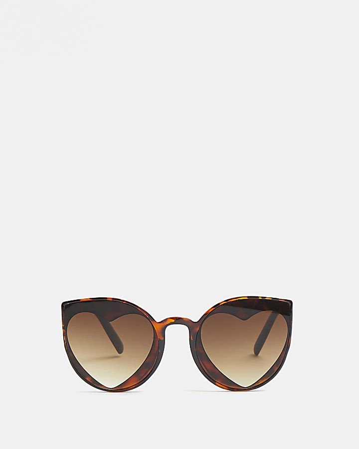 Mini girls brown heart lens sunglasses
