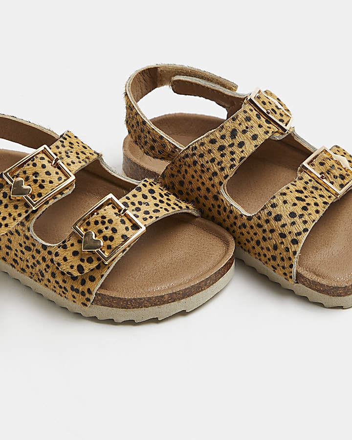Mini girls brown leopard print sandals