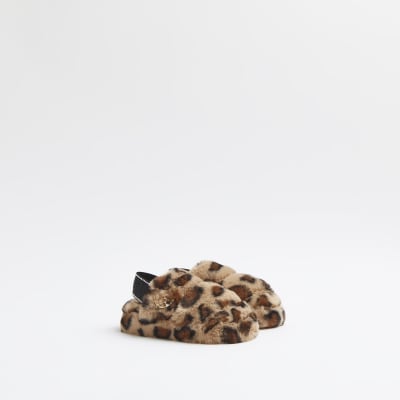 river island leopard slippers