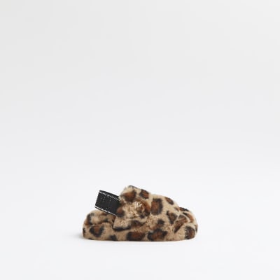river island leopard slippers