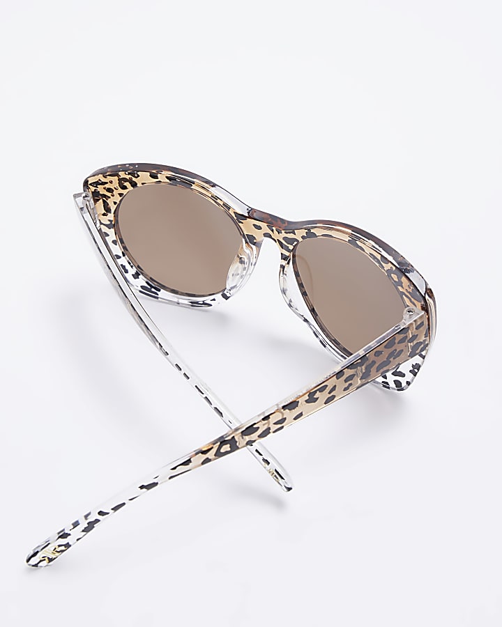 Mini girls brown leopard print sunglasses