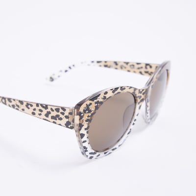 Mini girls brown leopard print sunglasses
