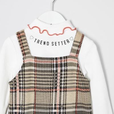 river island check pinafore