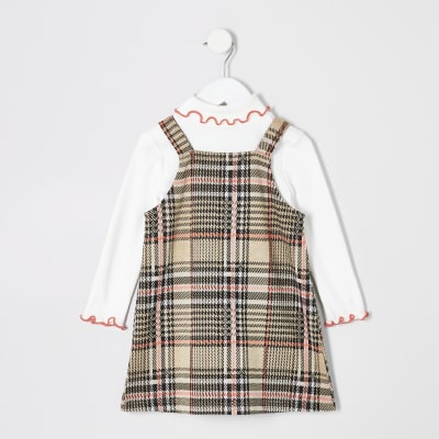 girls check pinafore