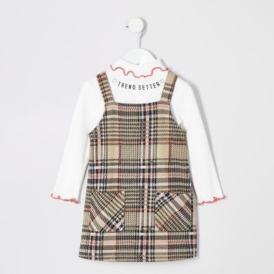 river island check pinafore