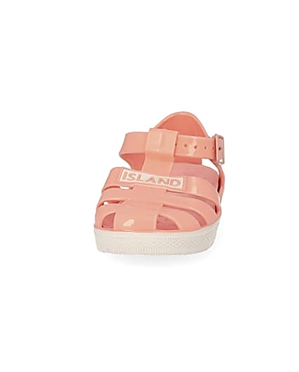 360 degree animation of product Mini girls coral caged jelly sandals frame-21