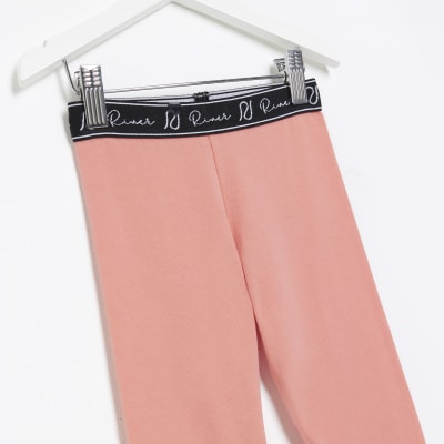 Mini girls coral RI waistband leggings