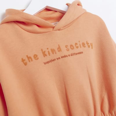 Mini Girls Coral Shirred Hoodie