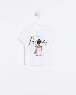 Mini girls Cream Ballet Graphic Print T-shirt