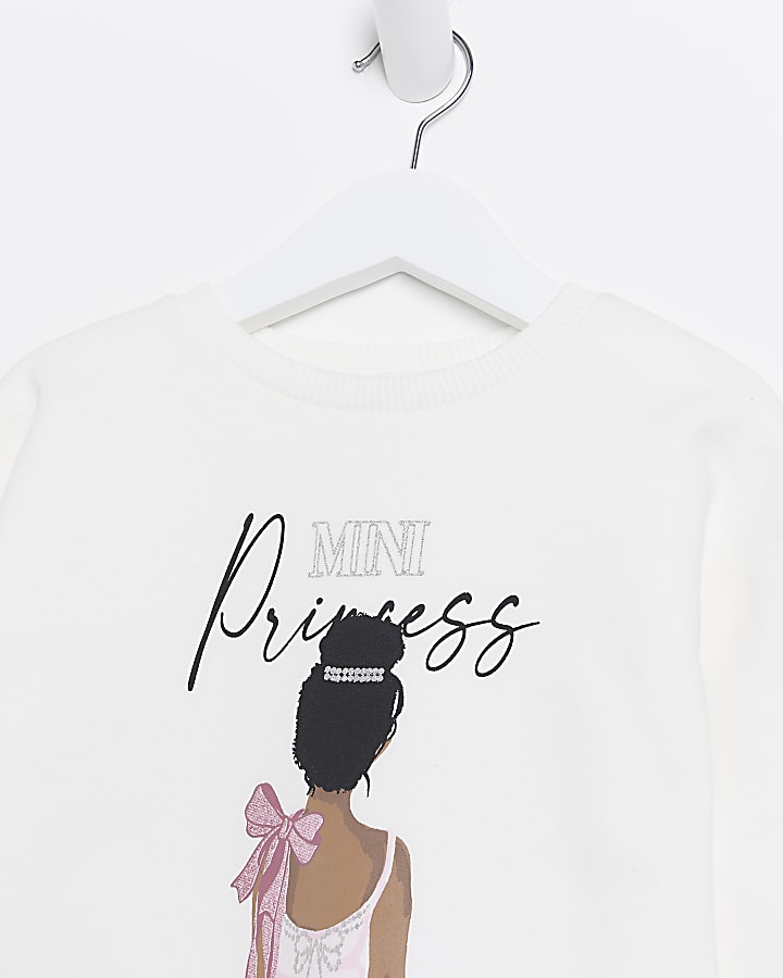 Mini girls cream ballet graphic sweatshirt